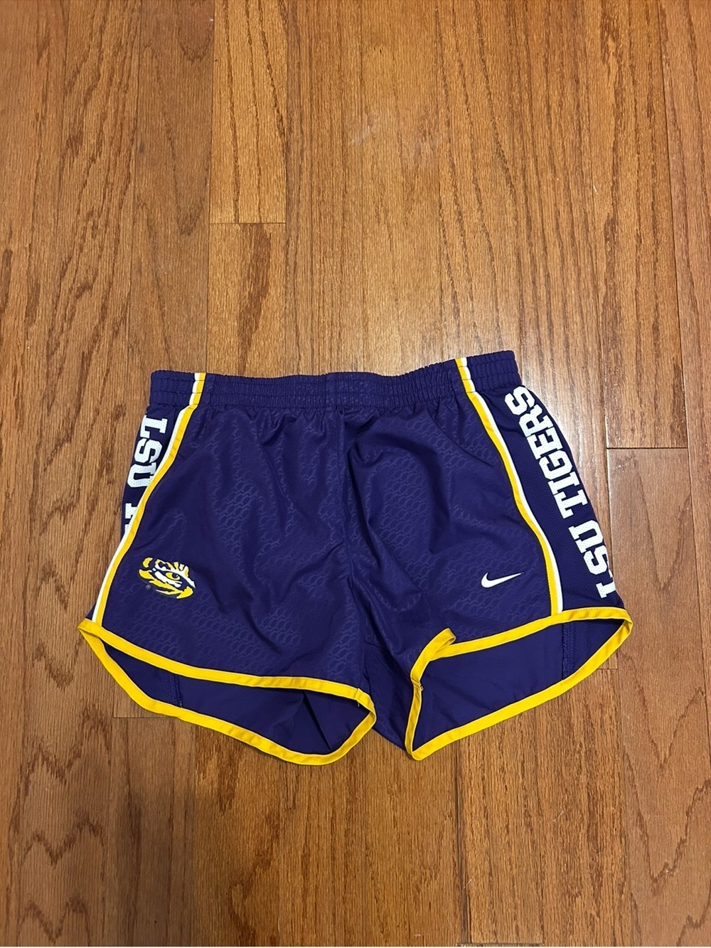 LSU Nike Purple Athletic Shorts with Yellow Trim